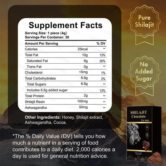 DEZEN Organic Shilajit Chocolate with Ashwagandha, Honey, 12 Pcs Each DEZEN