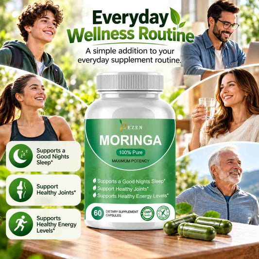 DEZEN Moringa Capsules – 100% Pure Moringa Extract for Energy, Joint Health & Better Sleep
