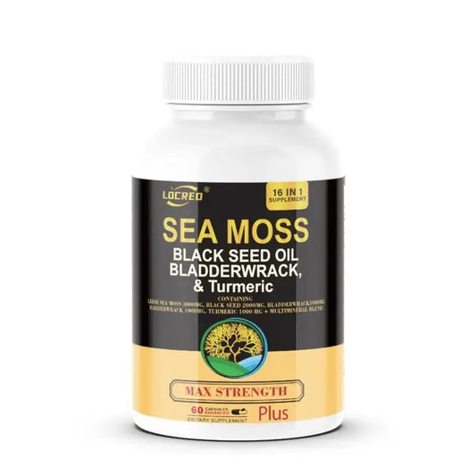 Organic Sea Moss Capsules with Black Seed Oil | Bladderwrack Turmeric | Vitamins C and D3 DEZEN