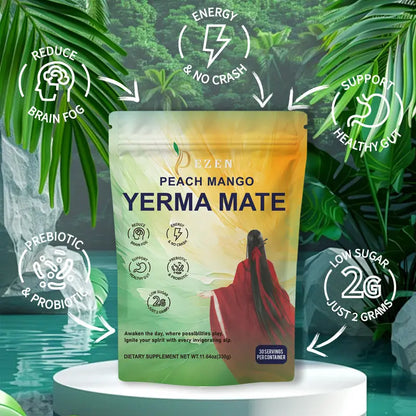 DEZEN Yerba Mate Tea Bags Peach Mango Prebiotics and Probiotics Supplements DEZEN