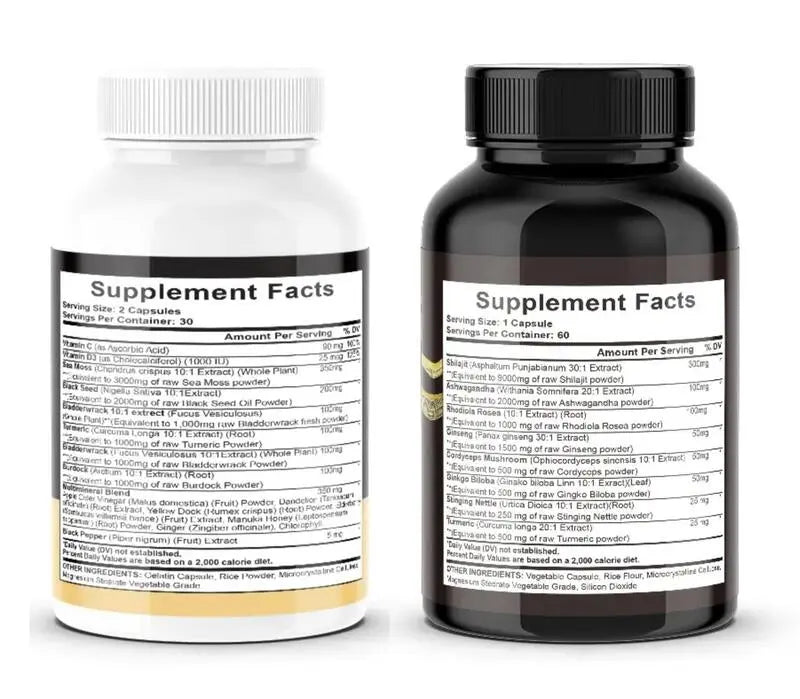 Sea Moss and Shilajit Capsule Combo Pack, 60 Count Each DEZEN