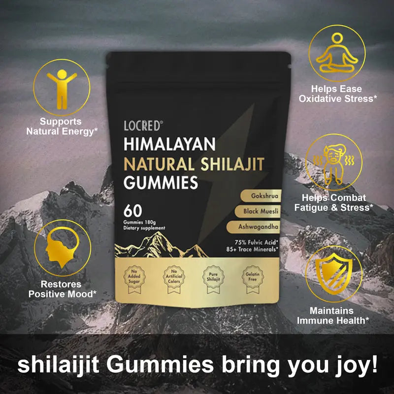 Pure Himalayan Shilajit Gummies with Ashwagandha, Ginger, Turmeric, Ginseng, 60 Count Each DEZEN