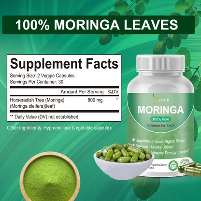 DEZEN Organic Moringa Powder Capsules | Superfood Powder DEZEN