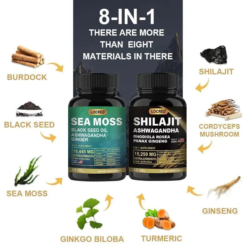 Sea Moss and Shilajit | Combo Pack Pure Himalayan Shilajit and Organic Sea Moss Capsule DEZEN
