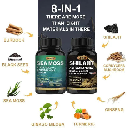 Sea Moss and Shilajit | Combo Pack Pure Himalayan Shilajit and Organic Sea Moss Capsule DEZEN