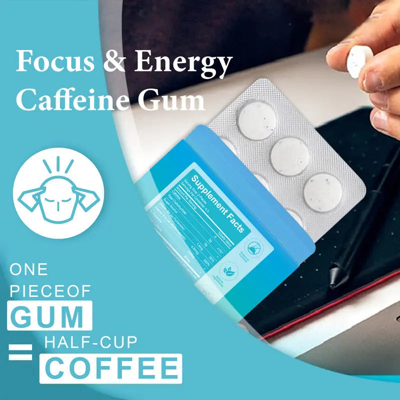 Caffeine Gum DEZEN Energy Mint Gum 54 Pcs Peppermint Flavor DEZEN