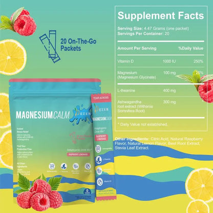 Calm Powder Magnesium | DEZEN Super Calm Drink Mix | Raspberry Lemonade DEZEN