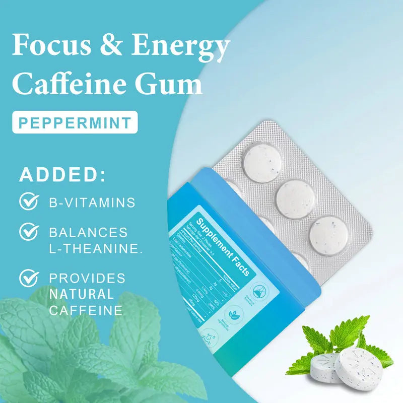 Caffeine Gum DEZEN Energy Mint Gum 54 Pcs Peppermint Flavor DEZEN