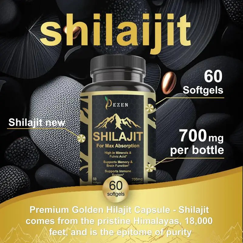 DEZEN Pure Himalayan Shilajit & Krill Oil Softgels with Omega 3 DEZEN