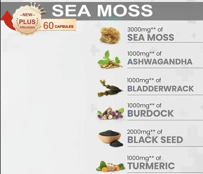 Sea Moss and Shilajit Capsule Combo Pack, 60 Count Each DEZEN