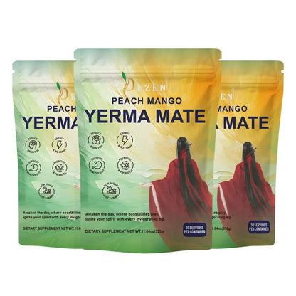 DEZEN Yerba Mate Tea Bags Peach Mango Prebiotics and Probiotics Supplements DEZEN