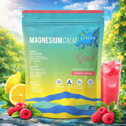 DEZEN Super Calm Magnesium Powder Drink Mix | Raspberry Lemonade | 20 Sachet Each