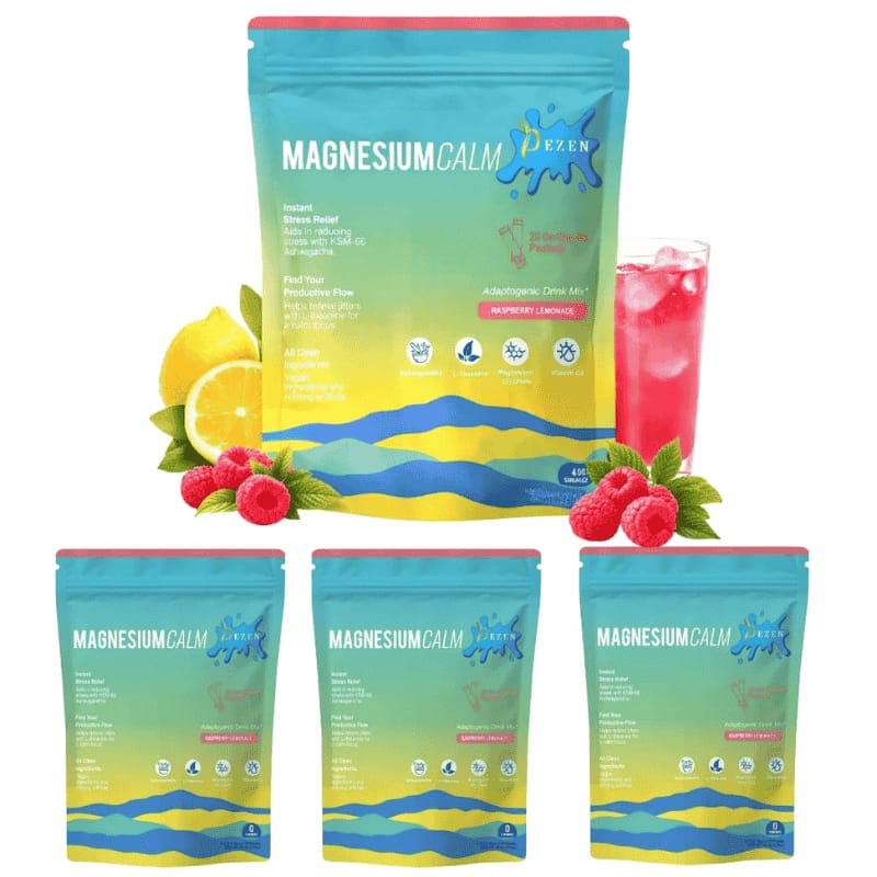 DEZEN Super Calm Magnesium Powder Drink Mix | Raspberry Lemonade | 20 Sachet Each