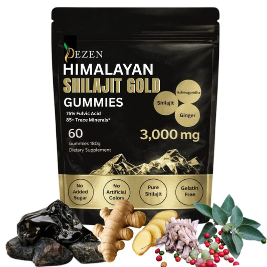 DEZEN Himalayan Shilajit Gold Gummies – 3,000mg Shilajit with Fulvic Acid, Ashwagandha & Ginger