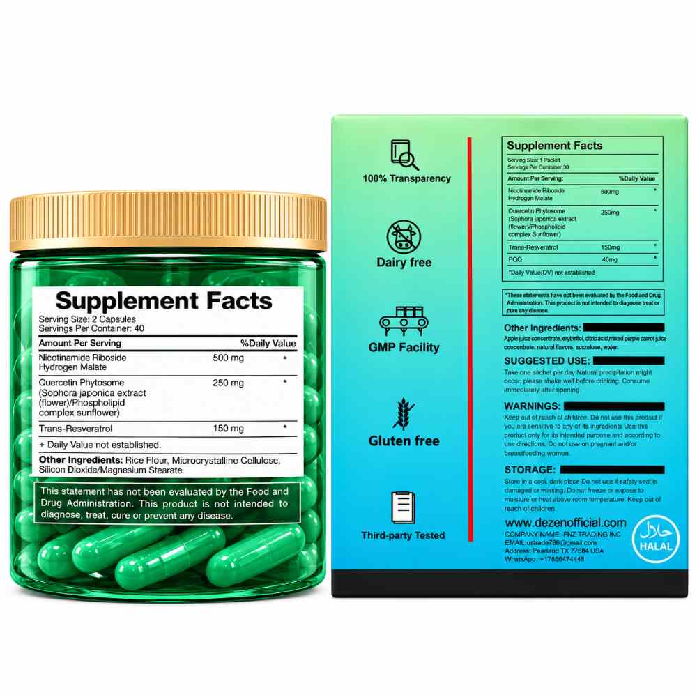 NAD+ Capsules & NAD Liquid Sachet Combo,  Liposomal Nicotinamide Riboside (NR)