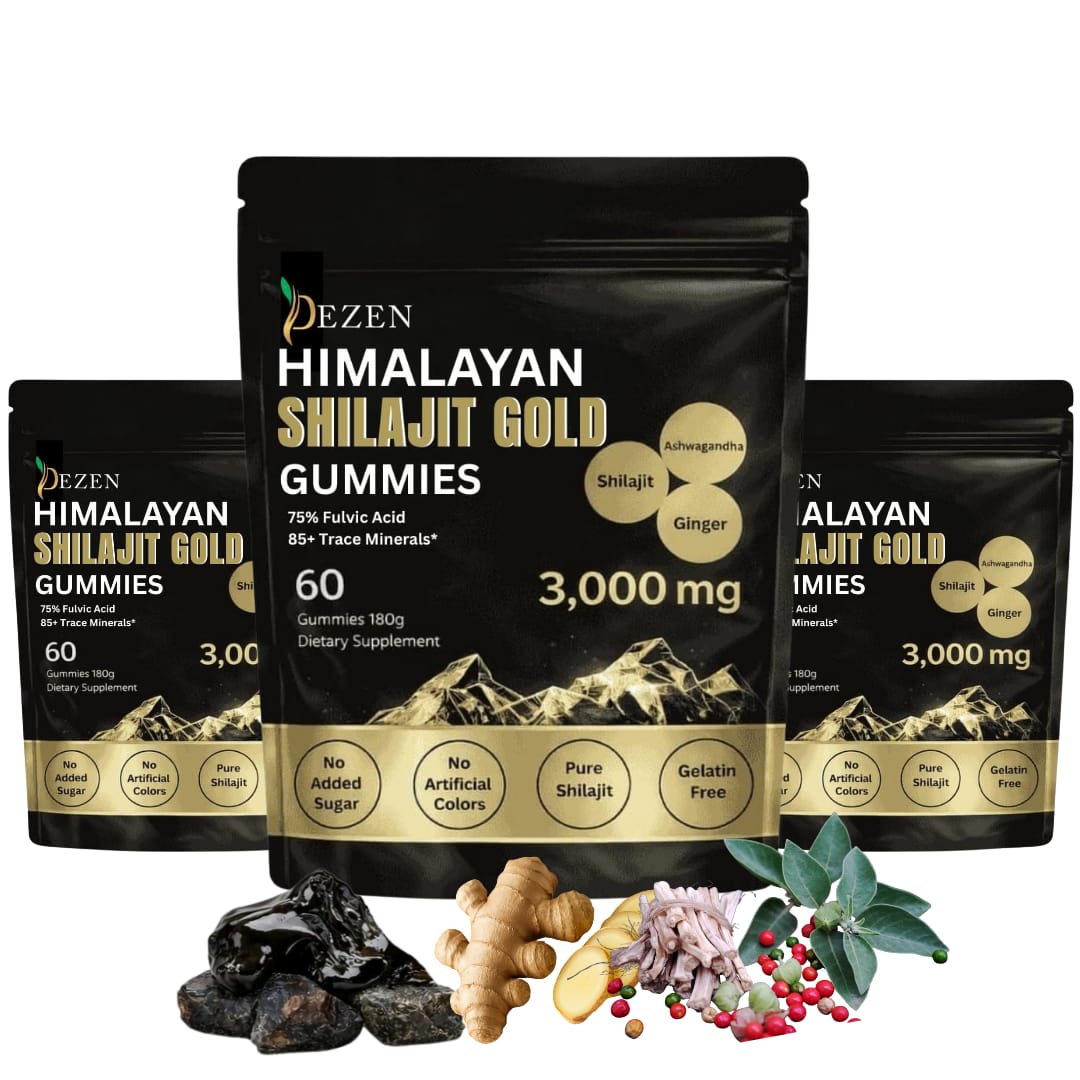 DEZEN Himalayan Shilajit Gold Gummies – 3,000mg Shilajit with Fulvic Acid, Ashwagandha & Ginger