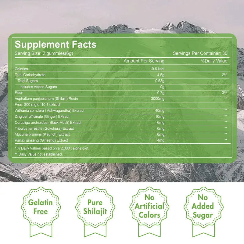 DEZEN Shilajit Gummies 3000mg with Ashwagandha 60 Count DEZEN