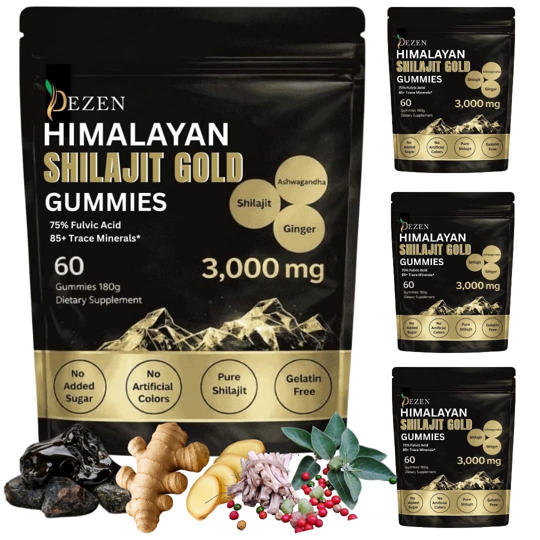 DEZEN Himalayan Shilajit Gold Gummies – 3,000mg Shilajit with Fulvic Acid, Ashwagandha & Ginger