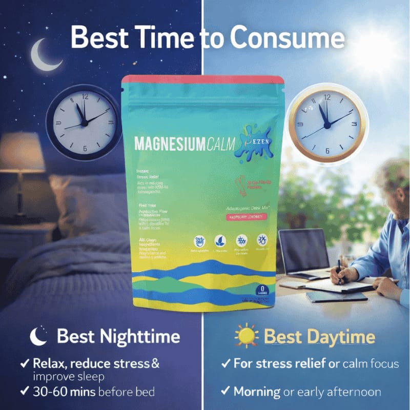 DEZEN Super Calm Magnesium Powder Drink Mix | Raspberry Lemonade | 20 Sachet Each