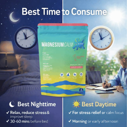 DEZEN Super Calm Magnesium Powder Drink Mix | Raspberry Lemonade | 20 Sachet Each