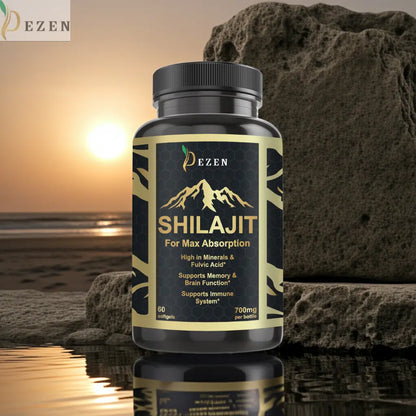 DEZEN Pure Himalayan Shilajit & Krill Oil Softgels with Omega 3