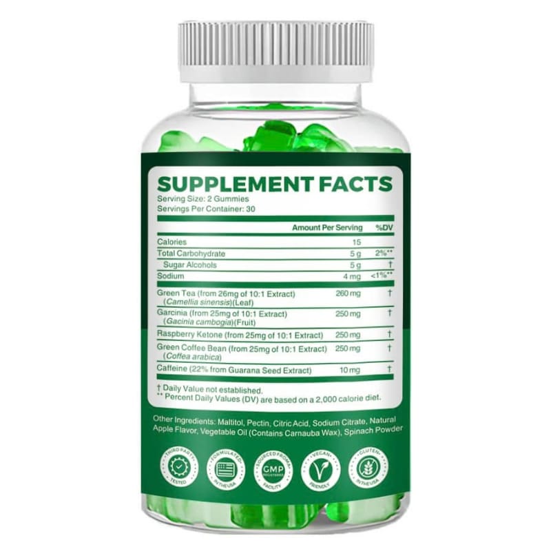 Fat Burner Green Tea Gummies, Metabolism & Energy Support Supplement, Weight Management Gummies