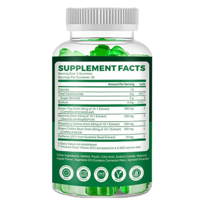 Fat Burner Green Tea Gummies, Metabolism & Energy Support Supplement, Weight Management Gummies