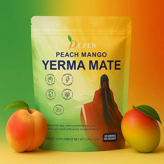 DEZEN Yerba Mate Tea Bags Peach Mango Prebiotics and Probiotics Supplements DEZEN