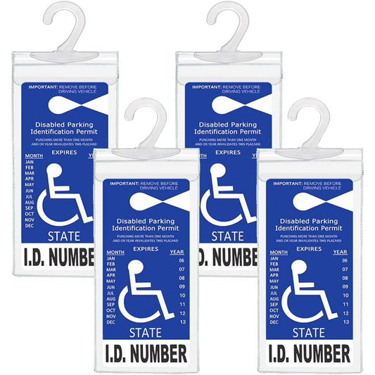 Car Handicap Placard Holders for Disable Persons, Clear Plastic with Large Hook, (10.6" × 5")