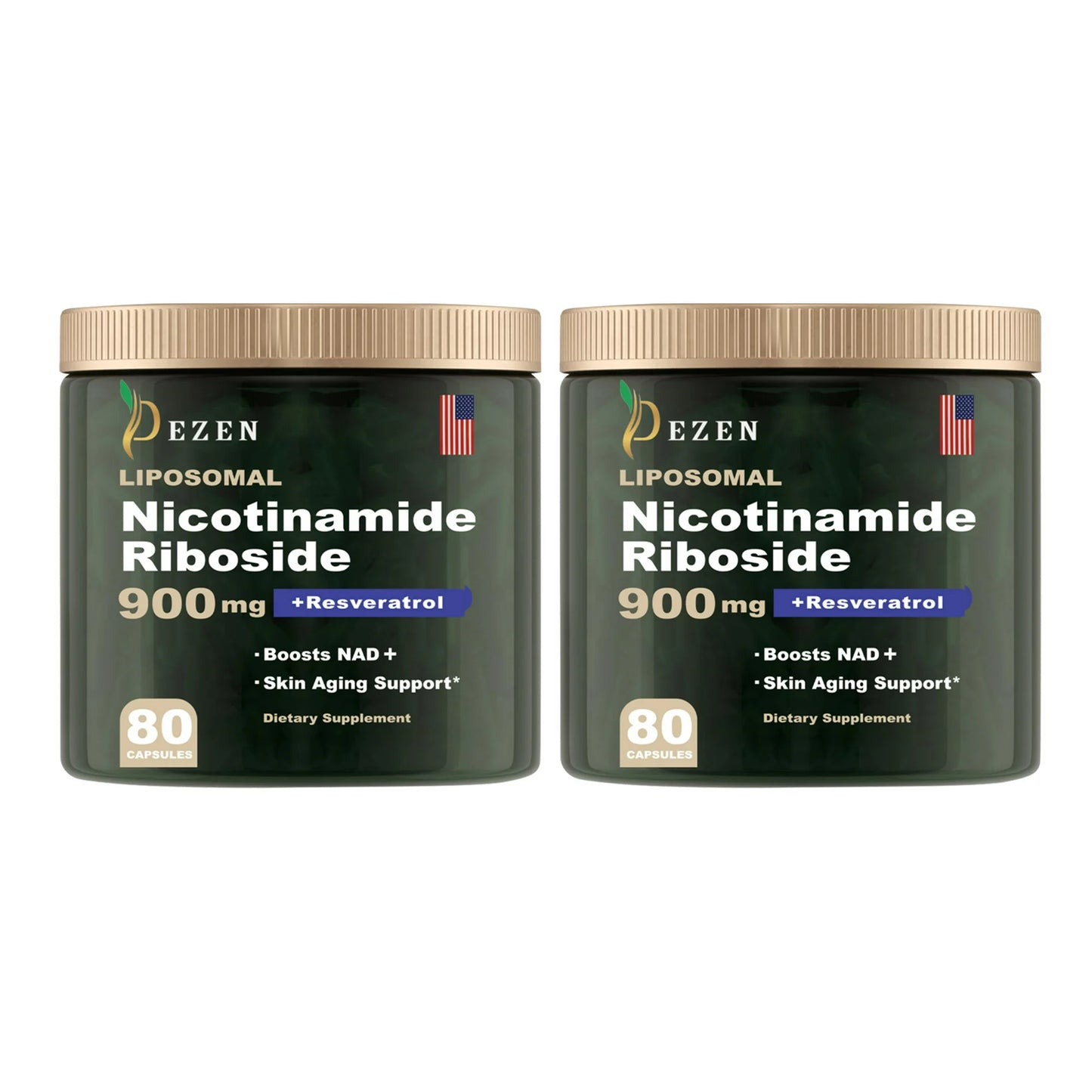 DEZEN NAD+  Supplements Alternative, Liposomal Nicotinamide Riboside/Resveratrol for Anti-Aging, Focus & Energy, 80 Capsules Each