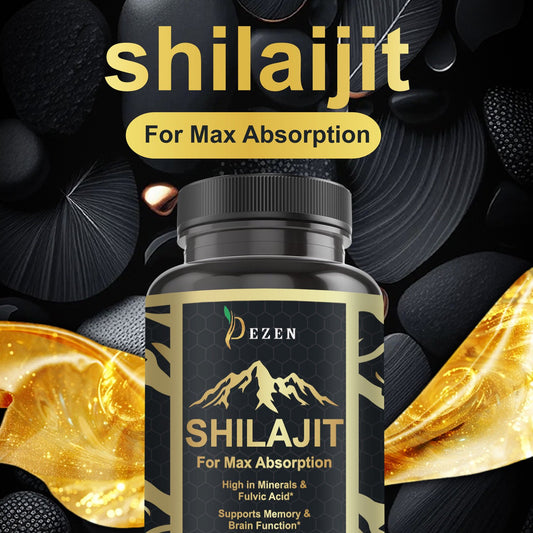 DEZEN Pure Himalayan Shilajit & Krill Oil Softgels with Omega 3 for Supports Energy, Cognitive Function, Immune & Heart Health, 60 Count Each