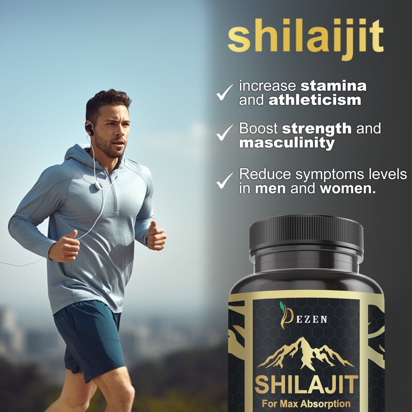 DEZEN Pure Himalayan Shilajit & Krill Oil Softgels with Omega 3 for Supports Energy, Cognitive Function, Immune & Heart Health, 60 Count Each