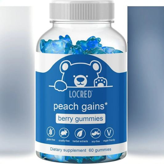Bum Enhancement Peach Gains Berry Gummies - Vegan, Soy-Free Dietary Supplement for Body Curve Enhancement, 60 Count each