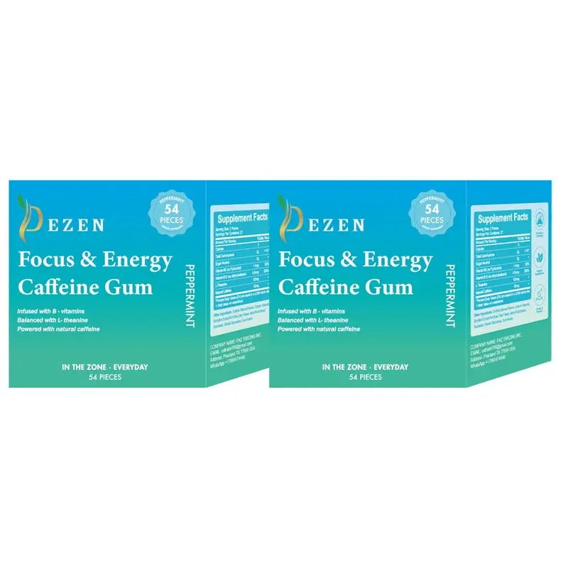 Caffeine Gum DEZEN Energy Mint Gum 54 Pcs Peppermint Flavor DEZEN