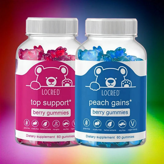 Bum Enhancement Peach Gain Gummies & Chest Enhancement Top Support Gummies for Women (60 Count Each), Pack 2