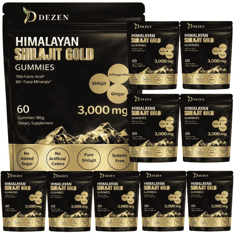 Shilajit Gummies with Ashwagandha, Ginger, Turmeric, Ginseng, 60 Count Each Bag