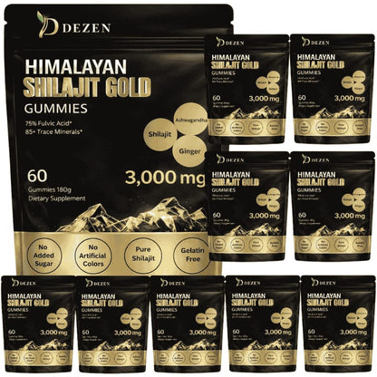 Shilajit Gummies with Ashwagandha, Ginger, Turmeric, Ginseng, 60 Count Each Bag