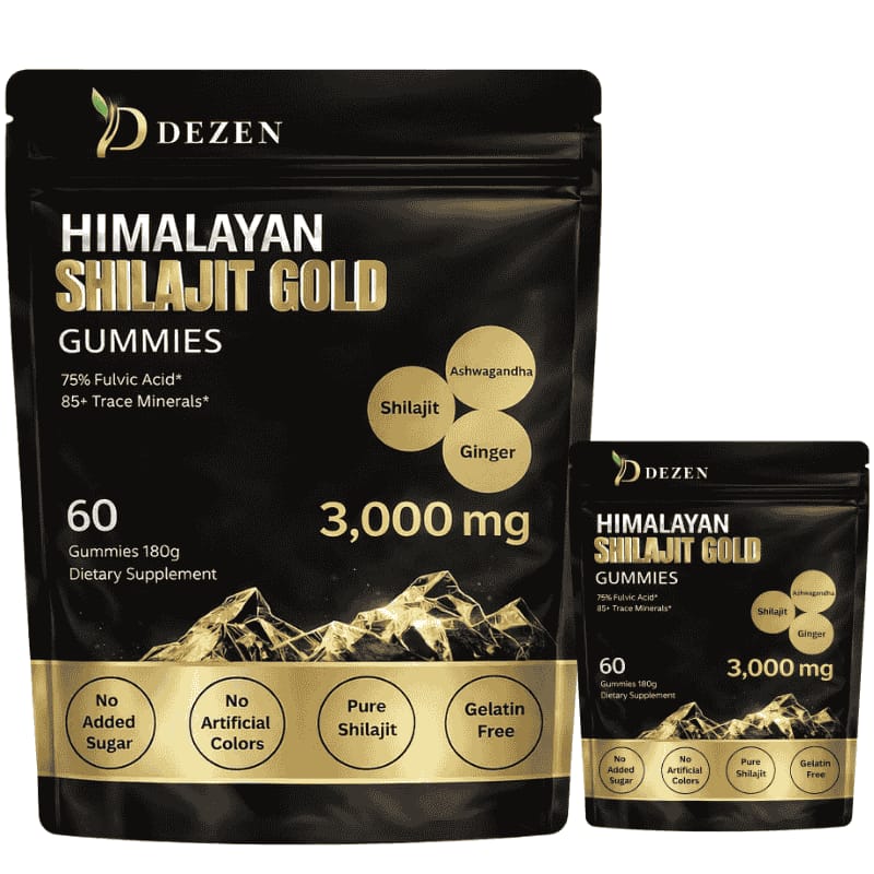 Shilajit Gummies with Ashwagandha, Ginger, Turmeric, Ginseng, 60 Count Each Bag
