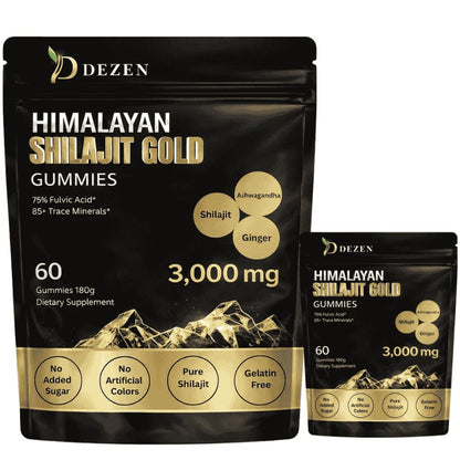 Shilajit Gummies with Ashwagandha, Ginger, Turmeric, Ginseng, 60 Count Each Bag