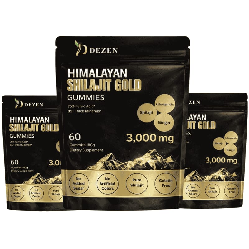 Shilajit Gummies with Ashwagandha, Ginger, Turmeric, Ginseng, 60 Count Each Bag