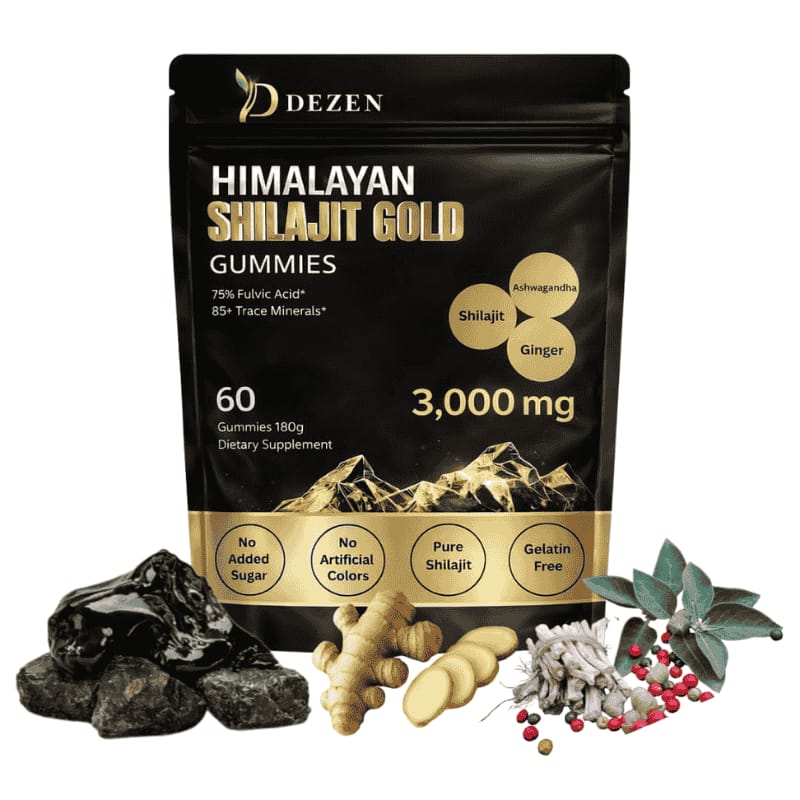 Shilajit Gummies with Ashwagandha, Ginger, Turmeric, Ginseng, 60 Count Each Bag