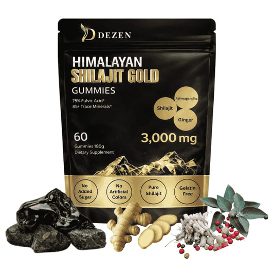 Shilajit Gummies with Ashwagandha, Ginger, Turmeric, Ginseng, 60 Count Each Bag