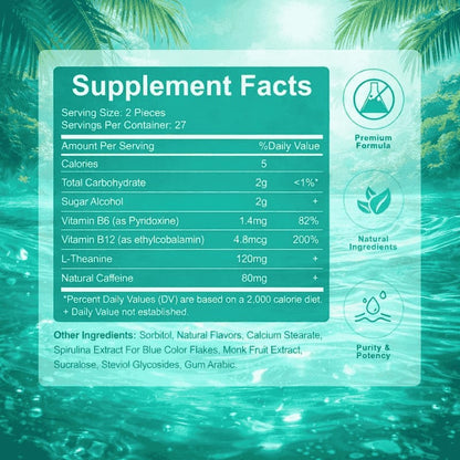 DEZEN Neuro Energy & Focus Gum - Natural Caffeine Gum & Nootropic Energy Supplement with L-Theanine & B Vitamins 54 Pcs in Each